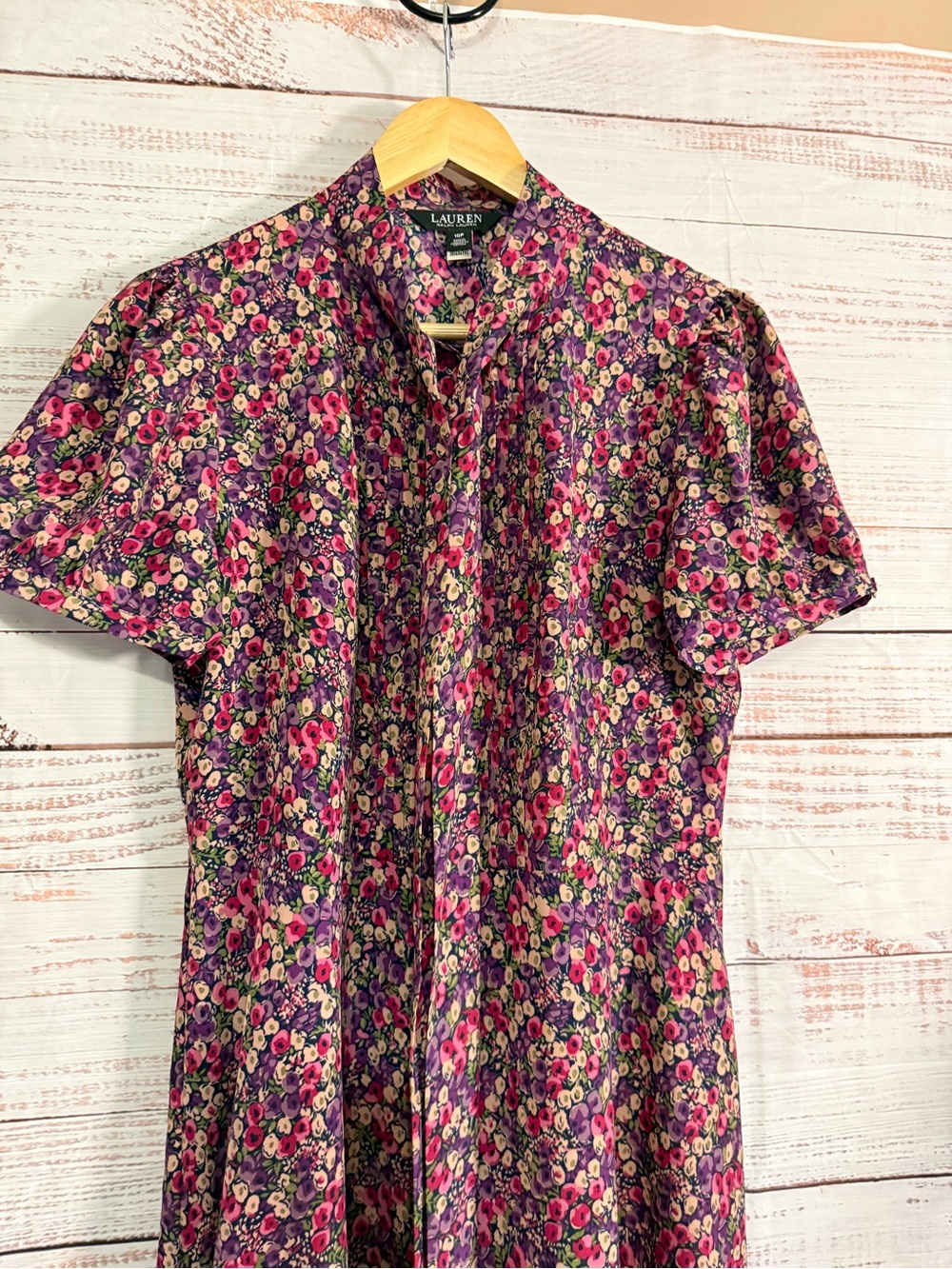Lauren by Ralph Lauren Curve Zachari-Floral Classic Midi Shirt Dress Size 10P - Picture 5 of 16